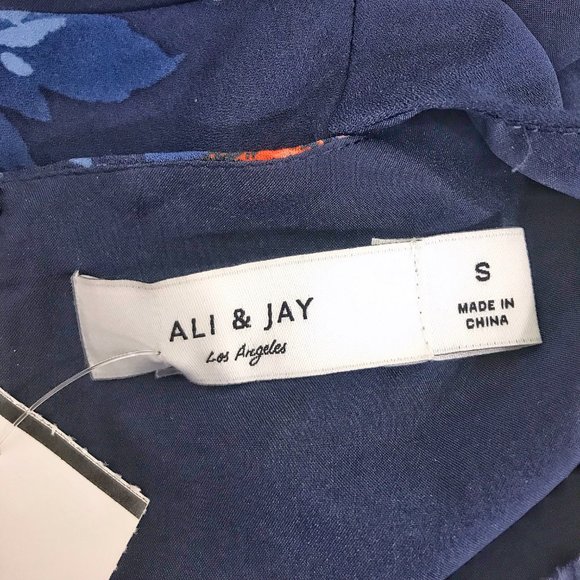 Ali & Jay Los Angeles Anthro Blue Floral Cutout Cold Shoulder Chiffon Mini Dress - Picture 15 of 16